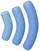 Blue 3d sound wave icon